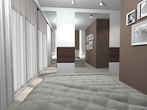 Dom w Jaworznie - Średnia brązowa szara sypialnia, styl nowoczesny - zdjęcie od InWizja studio Katarzyna Doroszkiewicz