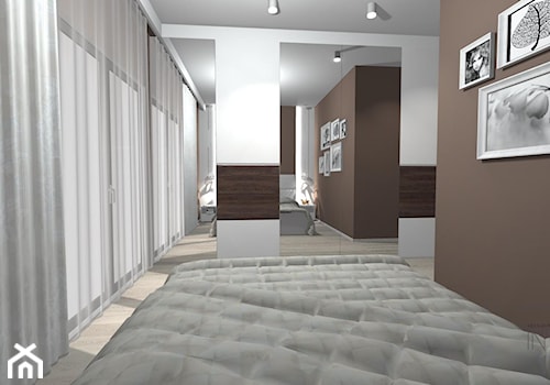 Dom w Jaworznie - Średnia brązowa szara sypialnia, styl nowoczesny - zdjęcie od InWizja studio Katarzyna Doroszkiewicz