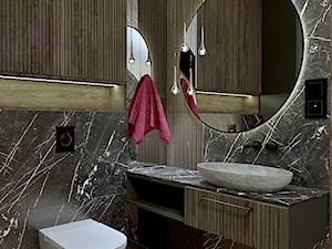 Ryflowane fronty i marmur w łazience ma poddaszu - zdjęcie od InWizja studio Katarzyna Doroszkiewicz