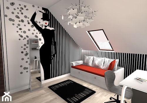 Pokój nastolatki - Średni czarny szary pokój dziecka dla nastolatka dla chłopca dla dziewczynki, styl glamour - zdjęcie od InWizja studio Katarzyna Doroszkiewicz