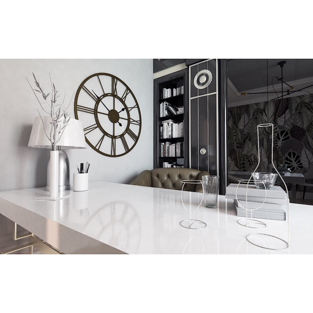 Gabinet w stylu nowoczesnego glamour - Średnie z sofą czarne szare biuro, styl glamour - zdjęcie od Projektowanie Wnętrz Krystian Motyl - Homebook