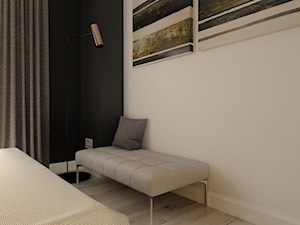 Miedź - Mała czarna szara sypialnia, styl nowoczesny - zdjęcie od Projektowanie Wnętrz Krystian Motyl