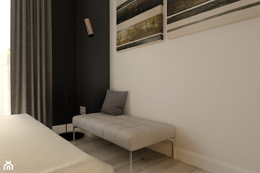 Miedź - Mała czarna szara sypialnia, styl nowoczesny - zdjęcie od Projektowanie Wnętrz Krystian Motyl
