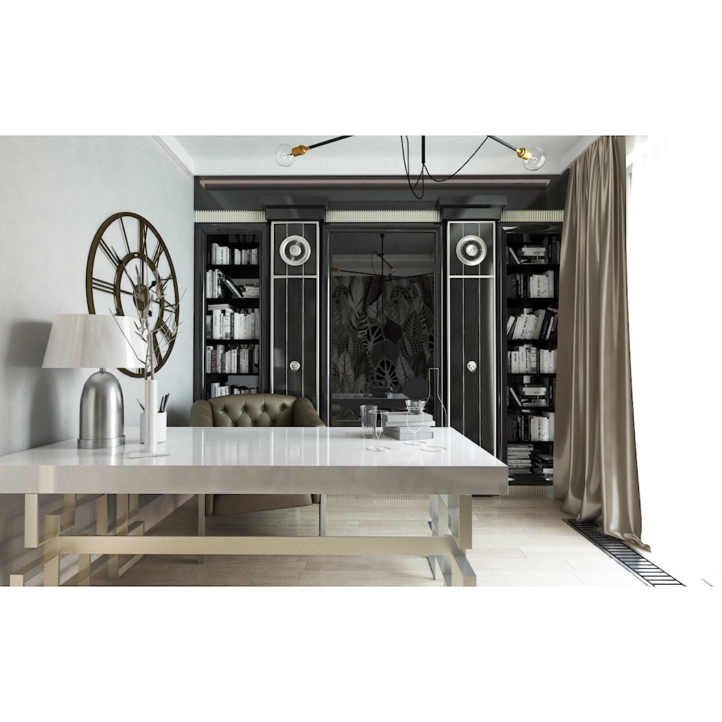 Gabinet w stylu nowoczesnego glamour - Średnie szare biuro, styl glamour - zdjęcie od Projektowanie Wnętrz Krystian Motyl - Homebook