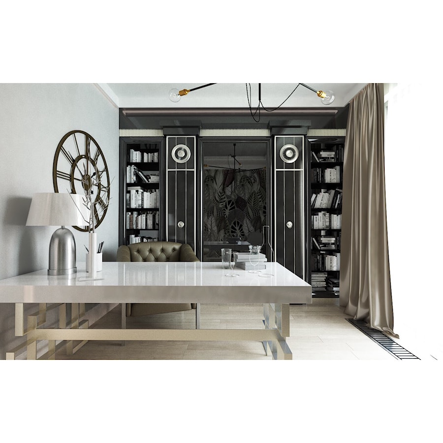 Gabinet w stylu nowoczesnego glamour - Średnie szare biuro, styl glamour - zdjęcie od Projektowanie Wnętrz Krystian Motyl