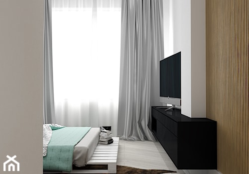 Rewitalizacja krakowskiej kamienicy - Średnia biała szara sypialnia, styl industrialny - zdjęcie od Projektowanie Wnętrz Krystian Motyl