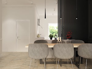 Klasyka w nowoczesnym wydaniu - Średnia czarna szara jadalnia jako osobne pomieszczenie - zdjęcie od Projektowanie Wnętrz Krystian Motyl