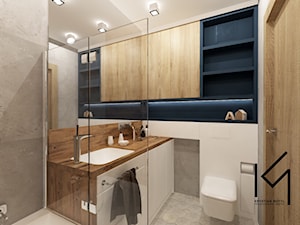 Łazienka z granatowym akcentem - Mała bez okna z punktowym oświetleniem łazienka, styl nowoczesny - zdjęcie od Projektowanie Wnętrz Krystian Motyl