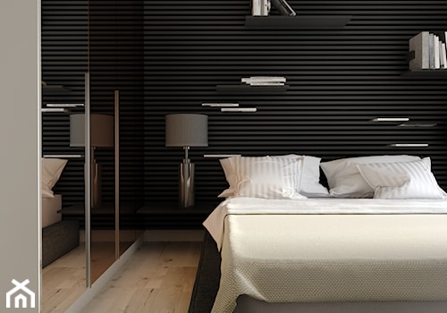 Miedź - Mała szara sypialnia, styl nowoczesny - zdjęcie od Projektowanie Wnętrz Krystian Motyl