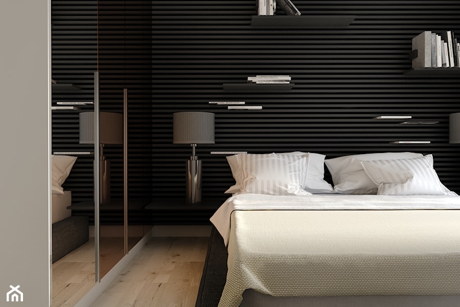 Miedź - Mała szara sypialnia, styl nowoczesny - zdjęcie od Projektowanie Wnętrz Krystian Motyl