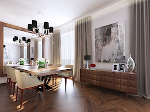 Apartament w Stolicy - Mały biały salon z jadalnią, styl glamour - zdjęcie od beata_no@o2.pl