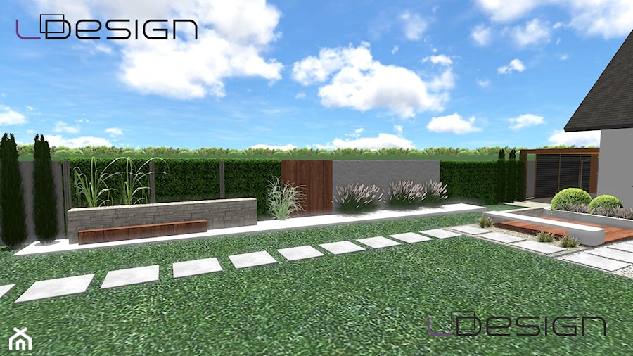 Projekt ogrodu nowoczesnego w Gliwicach - Ogród, styl minimalistyczny - zdjęcie od LDesign - projekty elewacji, wnętrz i ogrodów