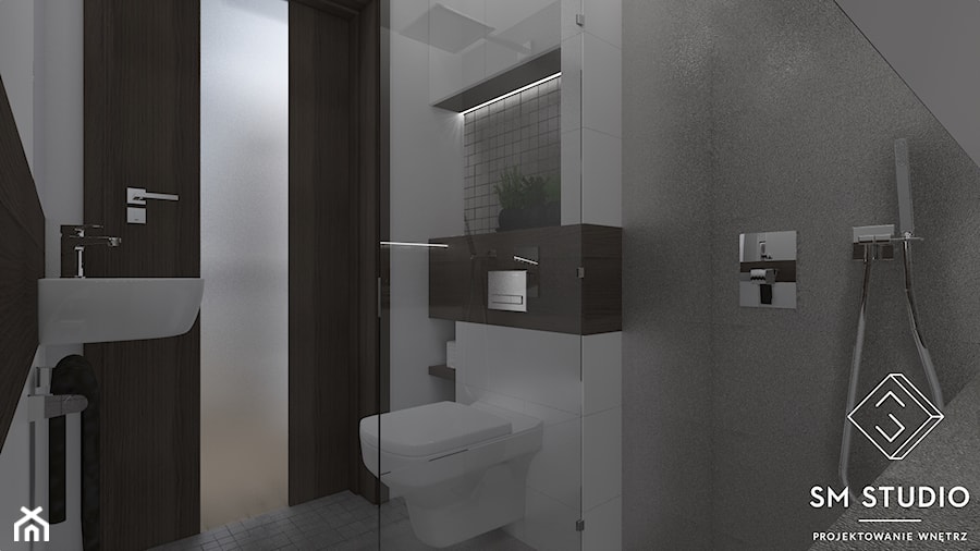 SWEET HOME - Mała z lustrem łazienka, styl nowoczesny - zdjęcie od SM STUDIO Projektowanie wnętrz