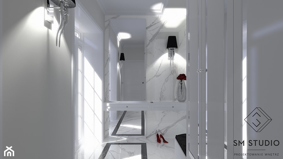 GLAMOUR - Średni szary z marmurem na podłodze hol / przedpokój, styl glamour - zdjęcie od SM STUDIO Projektowanie wnętrz