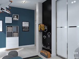 OBRAZ INSPIRACJĄ WNĘTRZA - Średni czarny szary niebieski pokój dziecka dla dziecka dla nastolatka dla chłopca dla dziewczynki, styl nowoczesny - zdjęcie od SM STUDIO Projektowanie wnętrz
