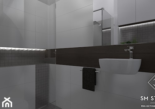 SWEET HOME - Mała bez okna z lustrem łazienka, styl nowoczesny - zdjęcie od SM STUDIO Projektowanie wnętrz