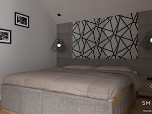 DOM DLA MŁODYCH LUDZI - Mała szara sypialnia na poddaszu, styl nowoczesny - zdjęcie od SM STUDIO Projektowanie wnętrz