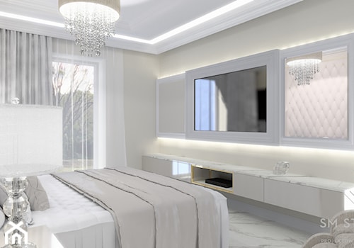 GLAMOUR - Średnia szara sypialnia, styl glamour - zdjęcie od SM STUDIO Projektowanie wnętrz
