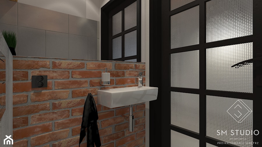 LOFTOWO - Mała bez okna z lustrem z punktowym oświetleniem łazienka, styl industrialny - zdjęcie od SM STUDIO Projektowanie wnętrz