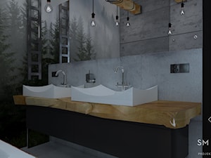 LOFTOWO - Średnia bez okna z lustrem z dwoma umywalkami łazienka, styl industrialny - zdjęcie od SM STUDIO Projektowanie wnętrz