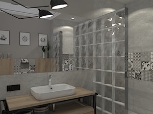 MYŚLIWSKO - Mała bez okna z lustrem łazienka, styl skandynawski - zdjęcie od SM STUDIO Projektowanie wnętrz