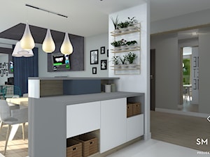 SWEET HOME - Średnia biała kuchnia w kształcie litery l z wyspą lub półwyspem, styl nowoczesny - zdjęcie od SM STUDIO Projektowanie wnętrz