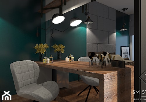 LOFTOWO - Średnia zielona z biurkiem sypialnia, styl industrialny - zdjęcie od SM STUDIO Projektowanie wnętrz