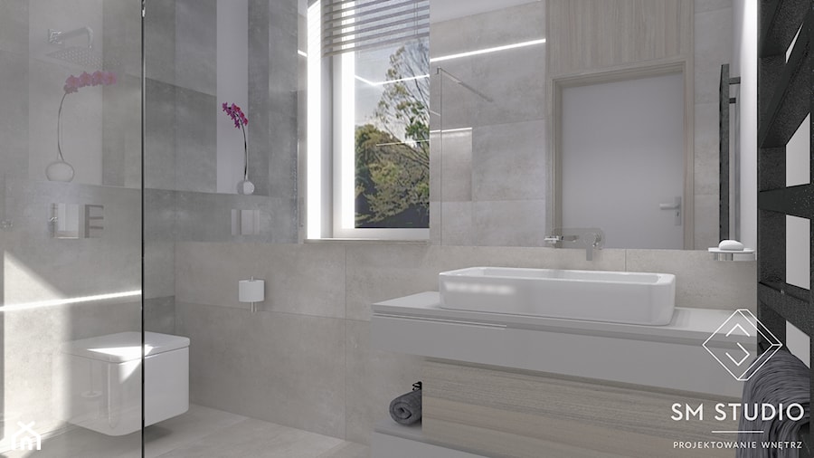 OBRAZ INSPIRACJĄ WNĘTRZA - Średnia łazienka z oknem, styl nowoczesny - zdjęcie od SM STUDIO Projektowanie wnętrz