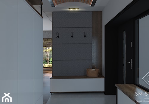 LOFTOWO - Średni z wieszakiem biały czarny hol / przedpokój, styl industrialny - zdjęcie od SM STUDIO Projektowanie wnętrz
