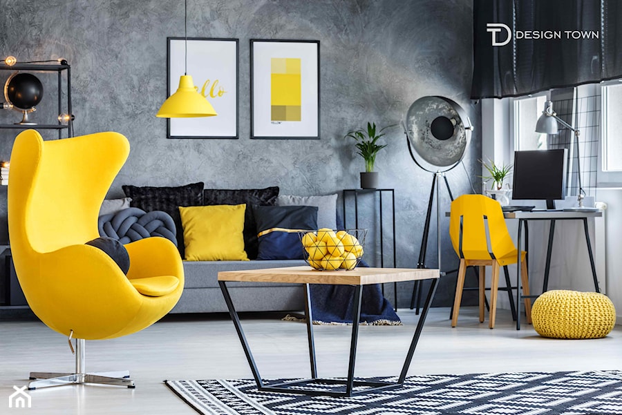 Hello Yellow, czyli nowoczesny salon ze szczyptą koloru - zdjęcie od Design Town