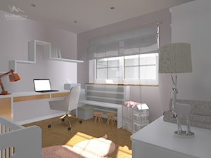 Pokój dziecka z aneksem biurowym - Średnie w osobnym pomieszczeniu szare biuro - zdjęcie od StudioBarw