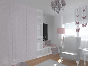 Pokój dziewczynki - Średni biały czarny pokój dziecka dla niemowlaka dla dziecka dla dziewczynki, styl tradycyjny - zdjęcie od StudioBarw