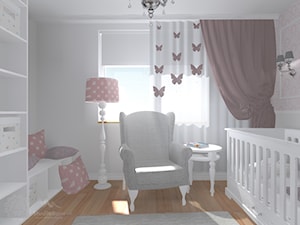 Pokój dziewczynki - Średni biały różowy szary pokój dziecka dla niemowlaka dla dziecka dla dziewczynki, styl tradycyjny - zdjęcie od StudioBarw