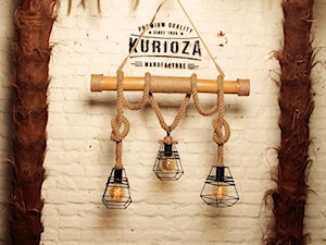 Lampa bambusowa w stylu industrialnym/vintage z kloszami - zdjęcie od Kurioza