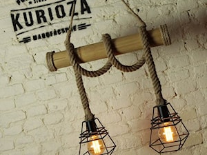 Mała lampa bambusowa w stylu industrialnym/vintage z kloszami - zdjęcie od Kurioza