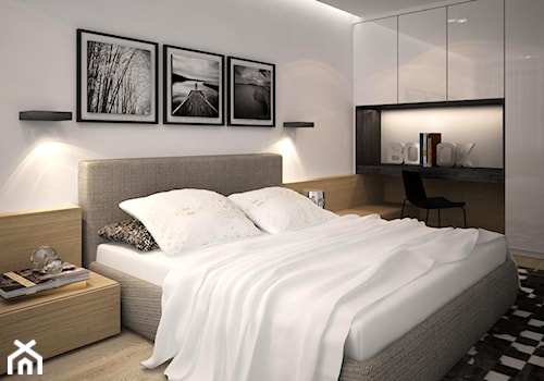 Mieszkanie kawalera - Średnia biała z biurkiem sypialnia, styl nowoczesny - zdjęcie od IMFORMA IWONA MARCINIAK