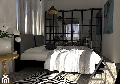 Średnia biała sypialnia, styl glamour - zdjęcie od Studio Projektów