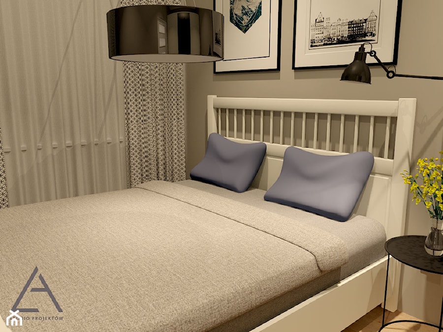 jasne przestrzenie - Mała szara sypialnia, styl skandynawski - zdjęcie od Studio Projektów