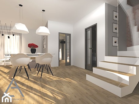 Aranżacje wnętrz - Jadalnia: Apartament dwupoziomowy - Średnia biała szara jadalnia jako osobne pomieszczenie, styl minimalistyczny - Studio Projektów. Przeglądaj, dodawaj i zapisuj najlepsze zdjęcia, pomysły i inspiracje designerskie. W bazie mamy już prawie milion fotografii!