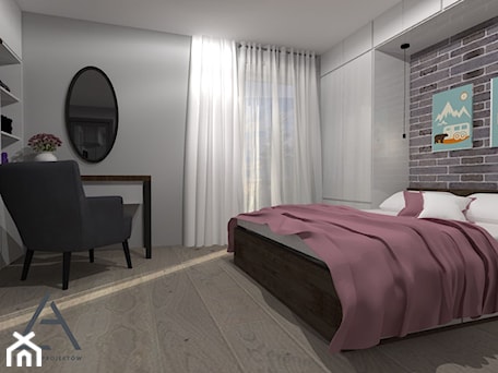 Aranżacje wnętrz - Sypialnia: Apartament dwupoziomowy - Średnia biała szara sypialnia z balkonem / tarasem, styl minimalistyczny - Studio Projektów. Przeglądaj, dodawaj i zapisuj najlepsze zdjęcia, pomysły i inspiracje designerskie. W bazie mamy już prawie milion fotografii!