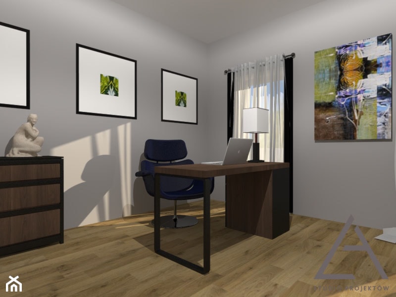 Apartament przy parku - Małe w osobnym pomieszczeniu szare biuro, styl tradycyjny - zdjęcie od Studio Projektów