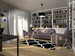 Apartament przy parku - Duże w osobnym pomieszczeniu z sofą szare biuro, styl tradycyjny - zdjęcie od Studio Projektów