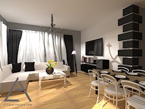 Przestronny apartament na Starym Mieście - Duży biały szary salon z jadalnią, styl tradycyjny - zdjęcie od Studio Projektów