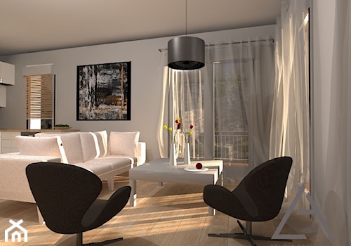 Apartament przy parku - Mały biały salon, styl nowoczesny - zdjęcie od Studio Projektów