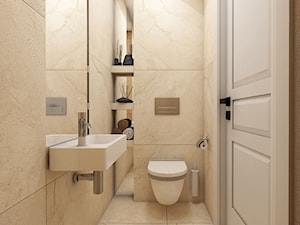 Prosta forma w toalecie, kamień i drewno. - zdjęcie od PAAS Pracownia Projektowa