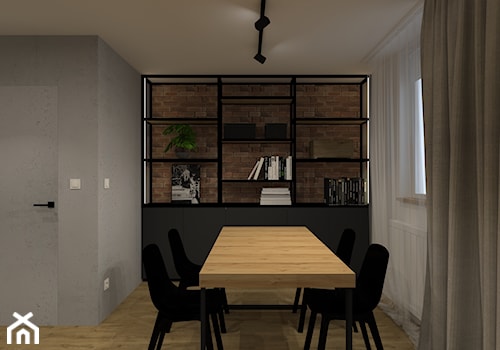 Mieszkanie w Chrzanowie - Duża brązowa szara jadalnia jako osobne pomieszczenie, styl industrialny - zdjęcie od iStudioo