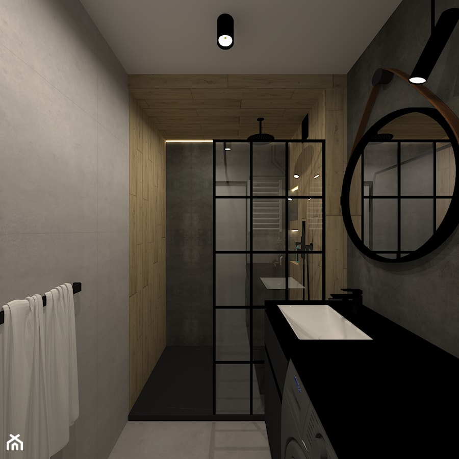 Mieszkanie w Chrzanowie - Średnia bez okna z pralką / suszarką łazienka, styl industrialny - zdjęcie od iStudioo