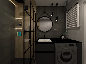 Mieszkanie w Chrzanowie - Mała z pralką / suszarką z lustrem łazienka, styl industrialny - zdjęcie od iStudioo