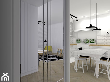 Aranżacje wnętrz - Jadalnia: Mieszkanie 70m2 - Średnia biała jadalnia w kuchni, styl rustykalny - Eno Design. Przeglądaj, dodawaj i zapisuj najlepsze zdjęcia, pomysły i inspiracje designerskie. W bazie mamy już prawie milion fotografii!
