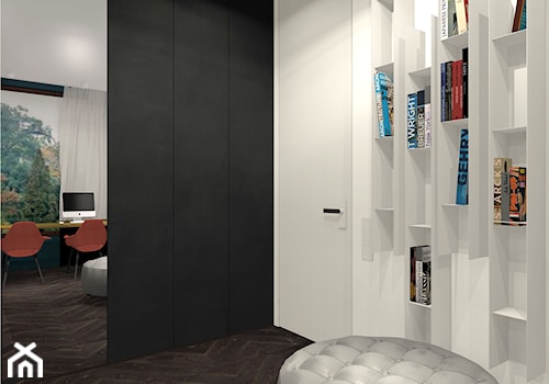 Salon - Duże w osobnym pomieszczeniu z sofą białe biuro, styl nowoczesny - zdjęcie od Eno Design